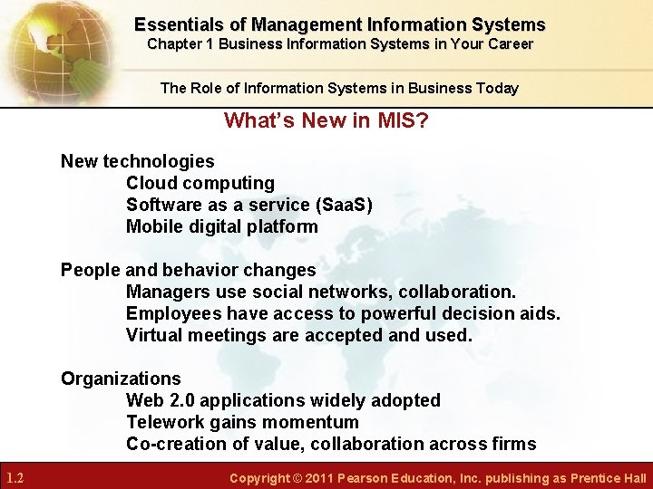 Essentials of Management Information Systems Chapter 1 Business Information Systems in Your Career The