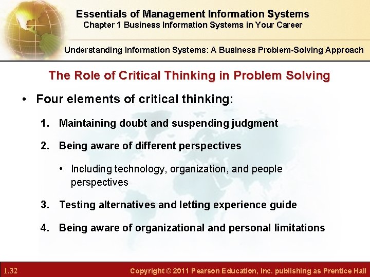 Essentials of Management Information Systems Chapter 1 Business Information Systems in Your Career Understanding