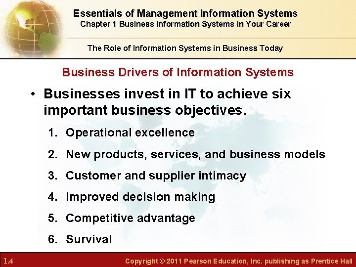 Essentials of Management Information Systems Chapter 1 Business Information Systems in Your Career The