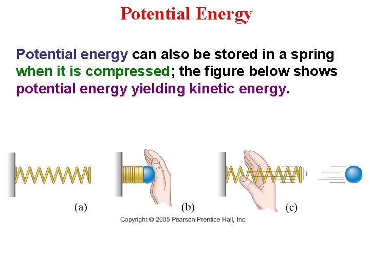 Potential Energy Potential energy can also be stored in a spring when it is