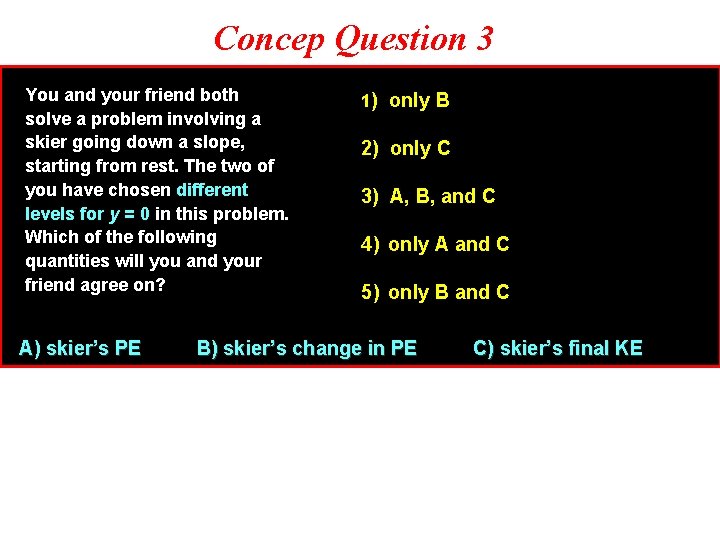 Concep Question 3 You and your friend both solve a problem involving a skier