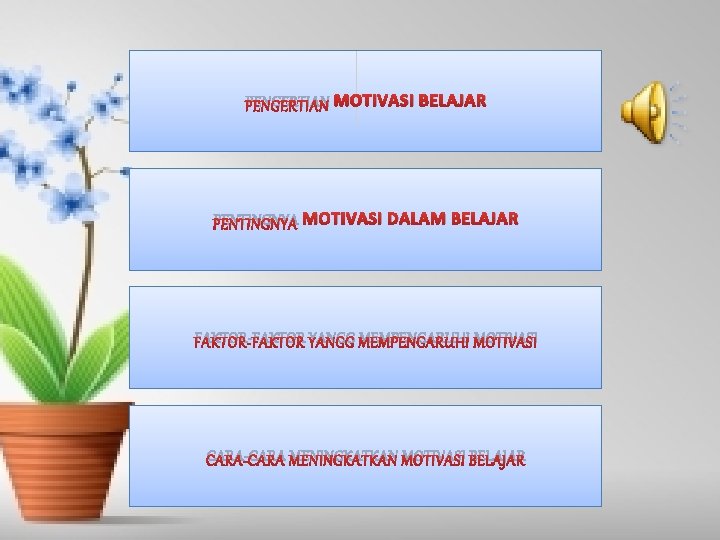 PENGERTIAN MOTIVASI BELAJAR PENTINGNYA MOTIVASI DALAM BELAJAR FAKTOR-FAKTOR YANGG MEMPENGARUHI MOTIVASI CARA-CARA MENINGKATKAN MOTIVASI