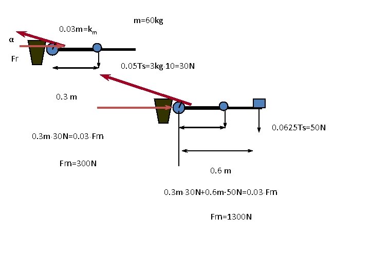 α 0. 03 m=km Fr m=60 kg 0. 05 Ts=3 kg 10=30 N 0.