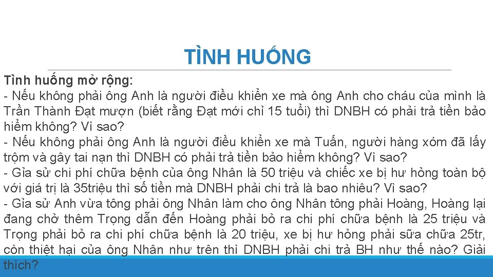 TÌNH HUỐNG Tình huống mở rộng: - Nếu không phải ông Anh là người