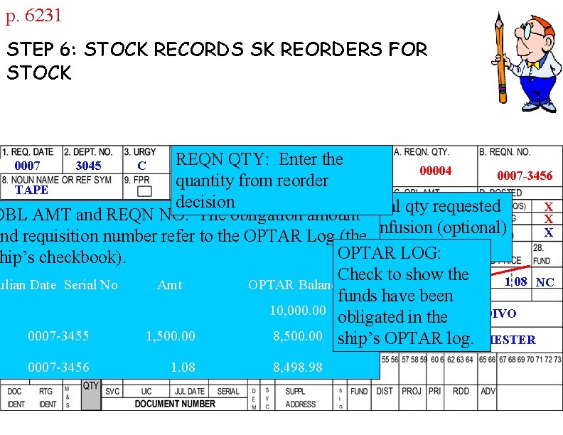 p. 6231 STEP 6: STOCK RECORDS SK REORDERS FOR STOCK The requestor’s original 1250