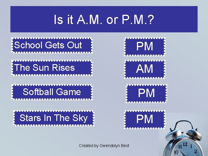 Is it A. M. or P. M. ? School Gets Out PM The Sun