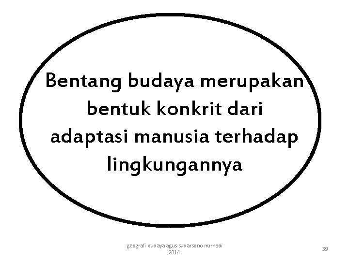 Bentang budaya merupakan bentuk konkrit dari adaptasi manusia terhadap lingkungannya geografi budaya agus sudarsono