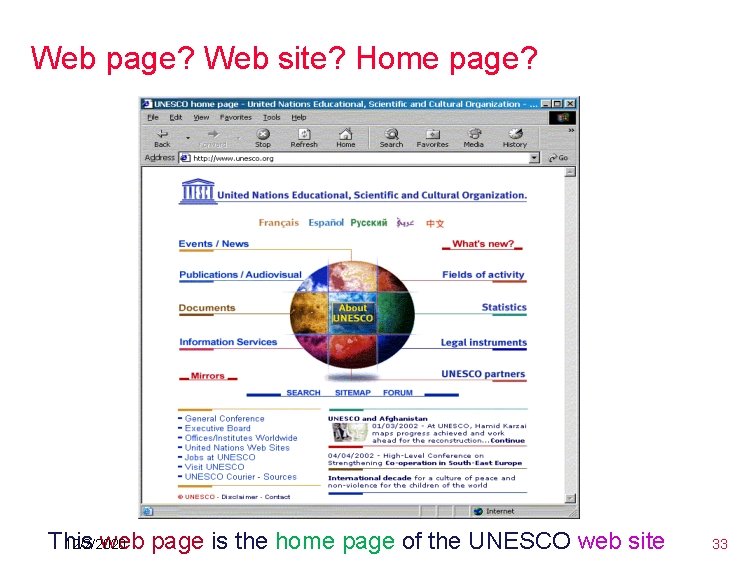 Web page? Web site? Home page? This web page is the home page of Web page? Web site? Home page? This web page is the home page of