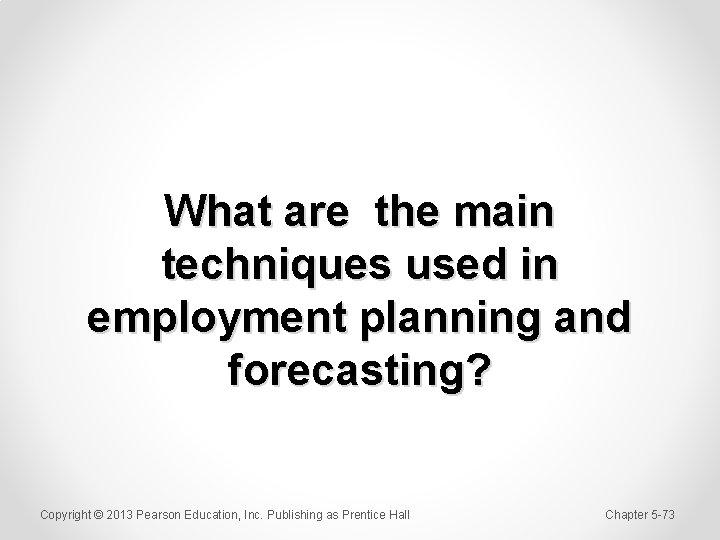 What are the main techniques used in employment planning and forecasting? Copyright © 2013