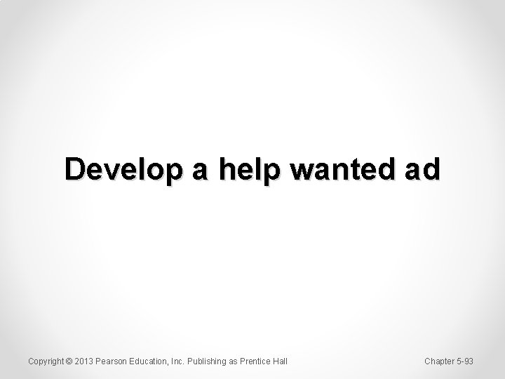 Develop a help wanted ad Copyright © 2013 Pearson Education, Inc. Publishing as Prentice