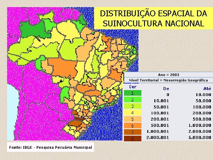 DISTRIBUIÇÃO ESPACIAL DA SUINOCULTURA NACIONAL 