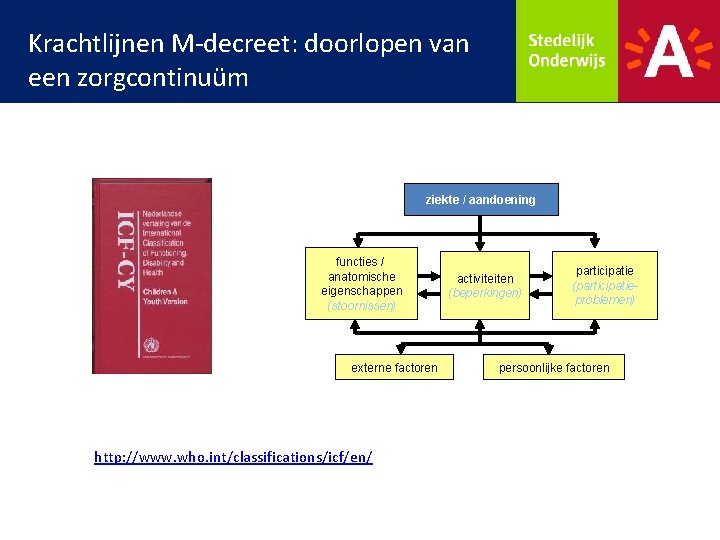 Krachtlijnen M-decreet: doorlopen van een zorgcontinuüm ziekte / aandoening functies / anatomische eigenschappen (stoornissen)
