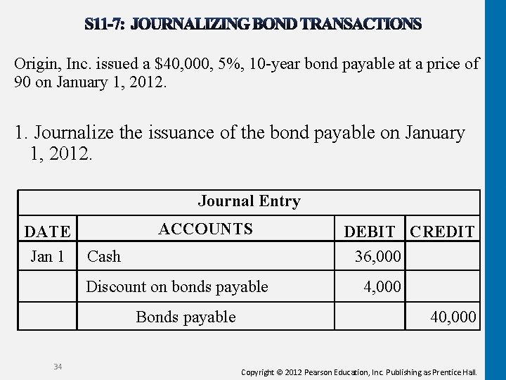 Origin, Inc. issued a $40, 000, 5%, 10 -year bond payable at a price