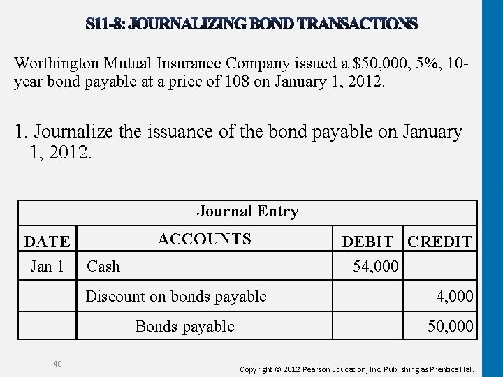 Worthington Mutual Insurance Company issued a $50, 000, 5%, 10 year bond payable at