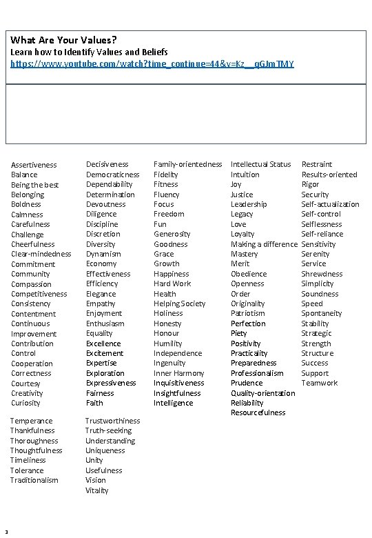 What Are Your Values? Learn how to Identify Values and Beliefs https: //www. youtube.