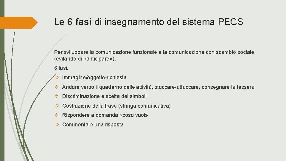 Le 6 fasi di insegnamento del sistema PECS Per sviluppare la comunicazione funzionale e