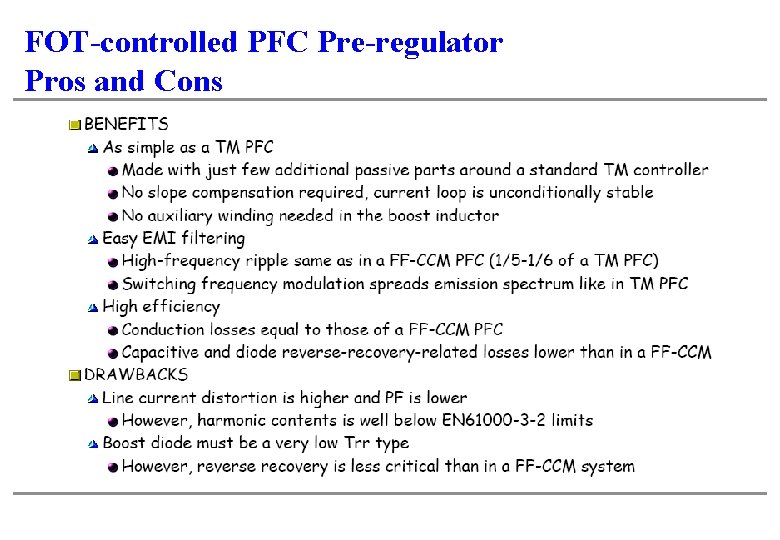 FOT-controlled PFC Pre-regulator Pros and Cons 