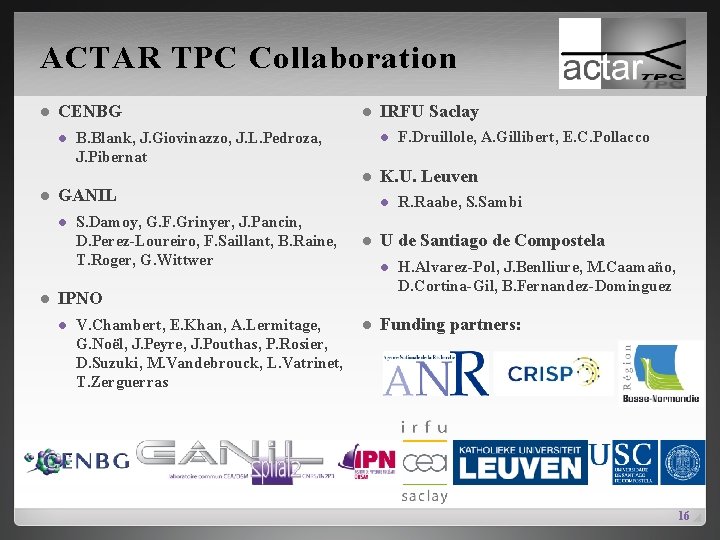 ACTAR TPC Collaboration l CENBG l l B. Blank, J. Giovinazzo, J. L. Pedroza,