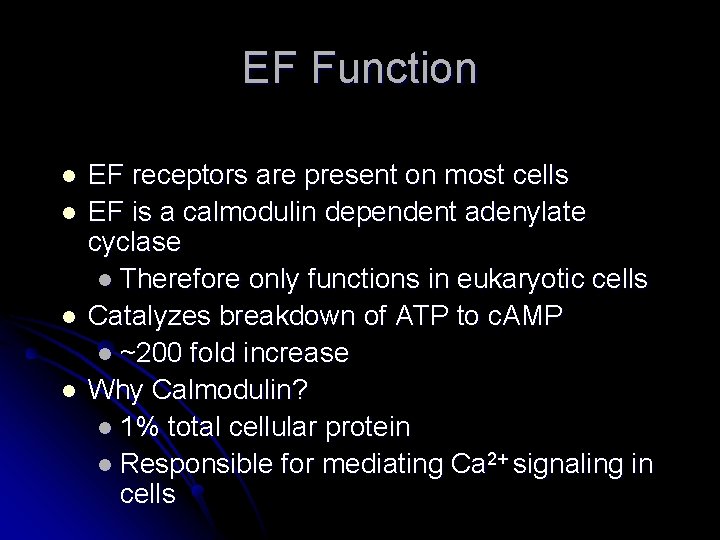 EF Function l l EF receptors are present on most cells EF is a