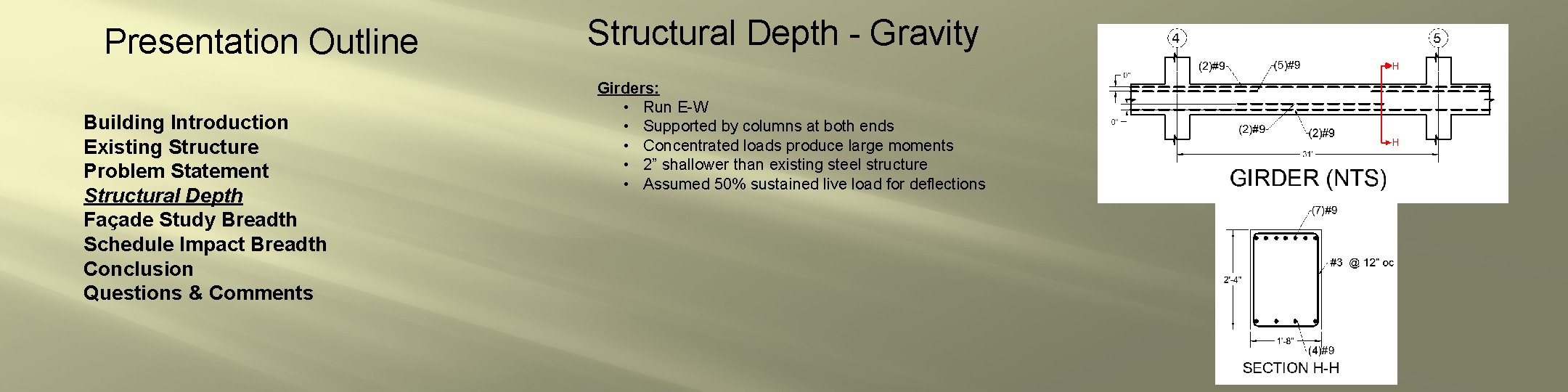 Presentation Outline Building Introduction Existing Structure Problem Statement Structural Depth Façade Study Breadth Schedule