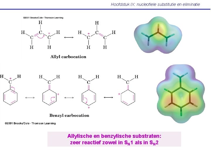 Hoofdstuk IX: nucleofiele substitutie en eliminatie Allylische en benzylische substraten: zeer reactief zowel in