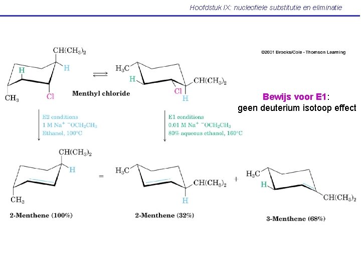 Hoofdstuk IX: nucleofiele substitutie en eliminatie Bewijs voor E 1: geen deuterium isotoop effect