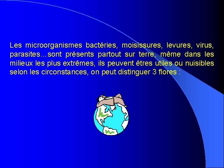 Les microorganismes bactéries, moisissures, levures, virus, parasites…sont présents partout sur terre, même dans les