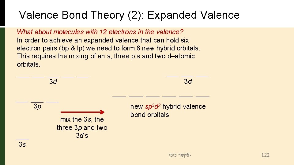 Valence Bond Theory (2): Expanded Valence What about molecules with 12 electrons in the
