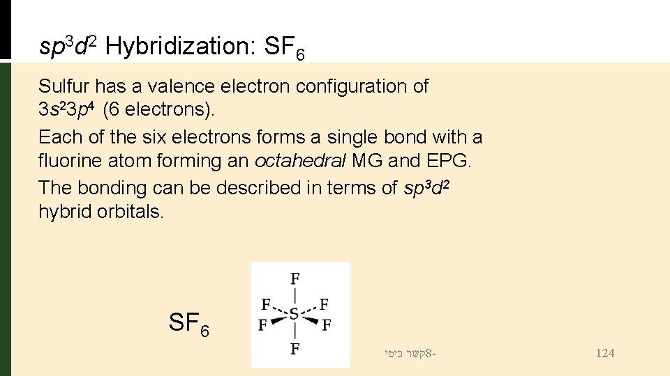 sp 3 d 2 Hybridization: SF 6 Sulfur has a valence electron configuration of