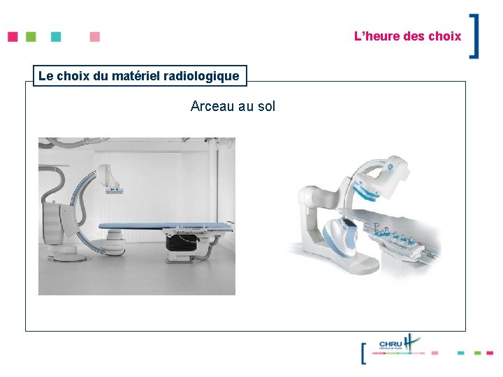 L’heure des choix Le choix du matériel radiologique Arceau au sol 