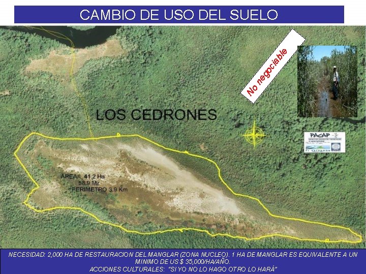 No ne go cia ble CAMBIO DE USO DEL SUELO NECESIDAD: 2, 000 HA