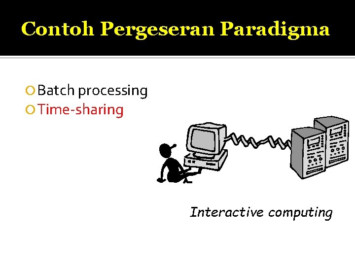 Contoh Pergeseran Paradigma Batch processing Time-sharing Interactive computing 