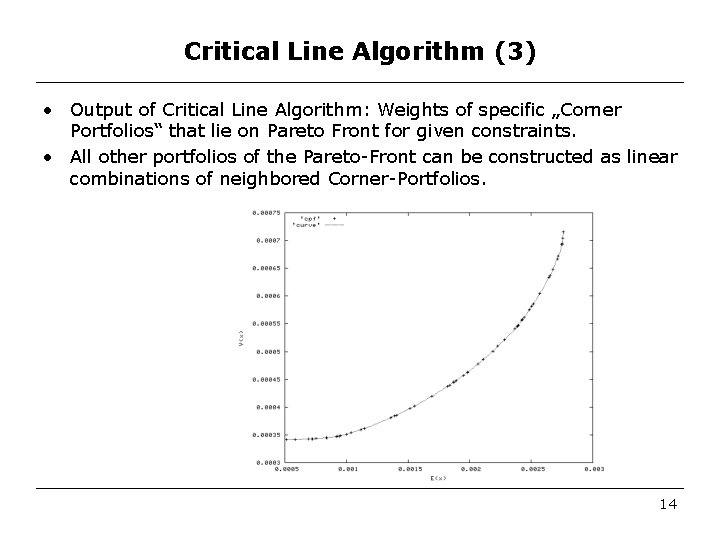 Critical Line Algorithm (3) • Output of Critical Line Algorithm: Weights of specific „Corner