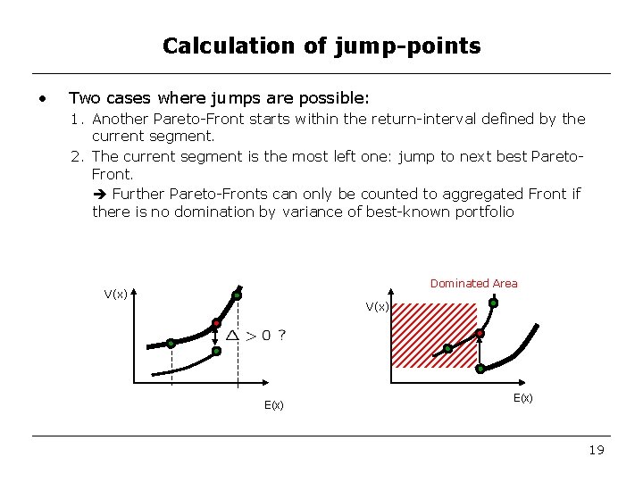 Calculation of jump-points • Two cases where jumps are possible: 1. Another Pareto-Front starts