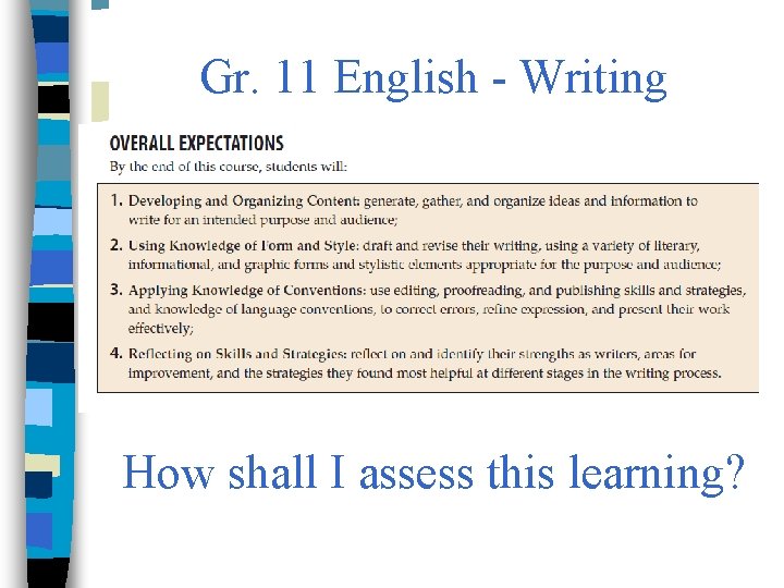 Gr. 11 English - Writing How shall I assess this learning? 