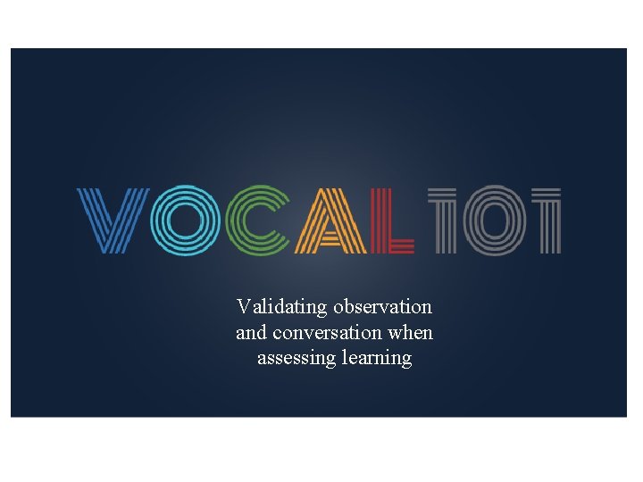 Validating observation and conversation when assessing learning 