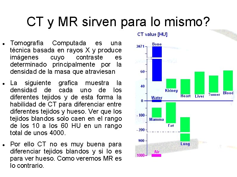 CT y MR sirven para lo mismo? Tomografía Computada es una técnica basada en