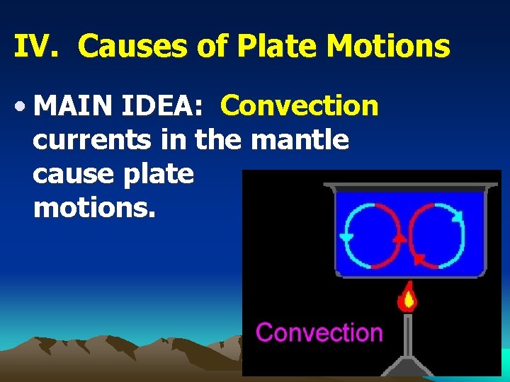 IV. Causes of Plate Motions • MAIN IDEA: Convection currents in the mantle cause