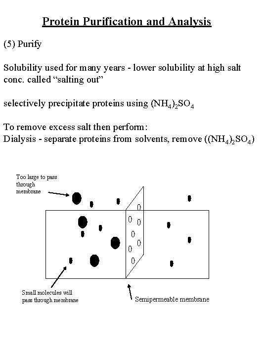 Protein Purification and Analysis (5) Purify Solubility used for many years - lower solubility