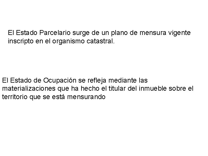 El Estado Parcelario surge de un plano de mensura vigente inscripto en el organismo