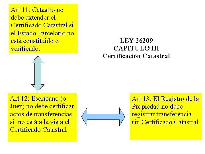 Art 11: Catastro no debe extender el Certificado Catastral si el Estado Parcelario no