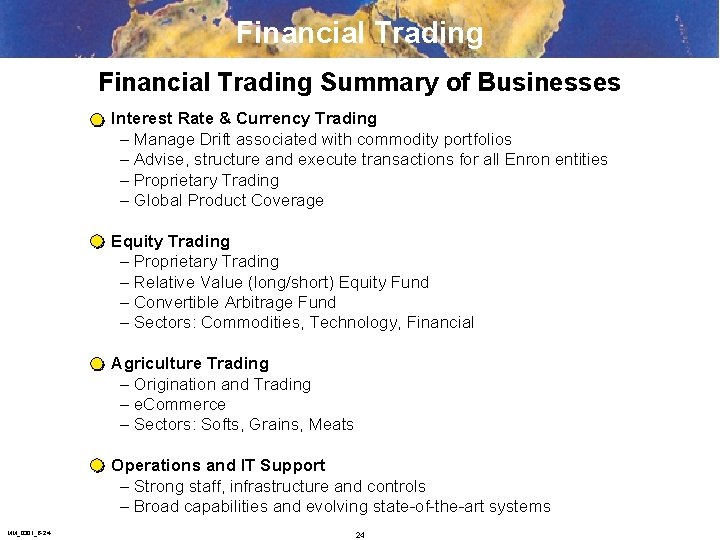 Financial Trading Summary of Businesses Interest Rate & Currency Trading – Manage Drift associated