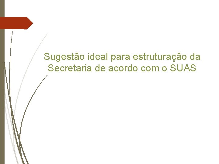 Sugestão ideal para estruturação da Secretaria de acordo com o SUAS 