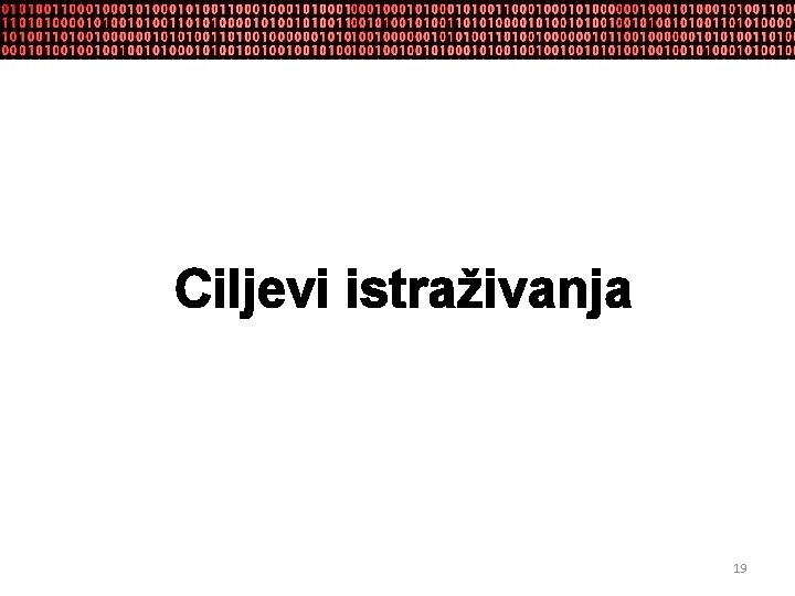 Ciljevi istraživanja 19 