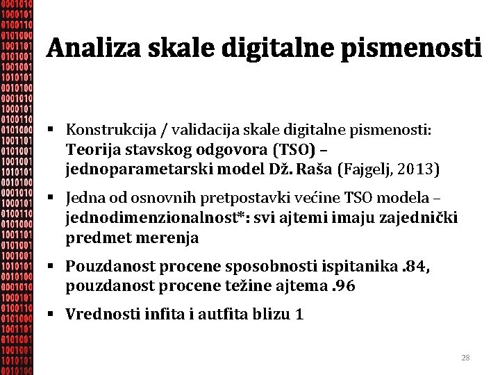 Analiza skale digitalne pismenosti § Konstrukcija / validacija skale digitalne pismenosti: Teorija stavskog odgovora