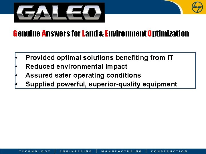 Genuine Answers for Land & Environment Optimization • • Provided optimal solutions benefiting from