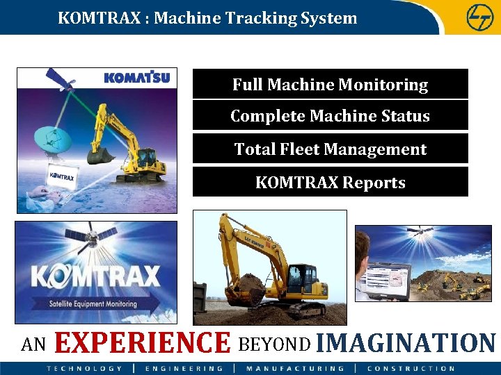 KOMTRAX : Machine Tracking System Full Machine Monitoring Complete Machine Status Total Fleet Management