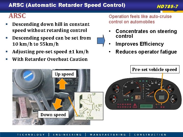　　ARSC (Automatic Retarder Speed Control) ARSC § Descending down hill in constant speed without