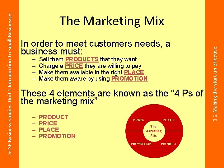 In order to meet customers needs, a business must: – – Sell them PRODUCTS