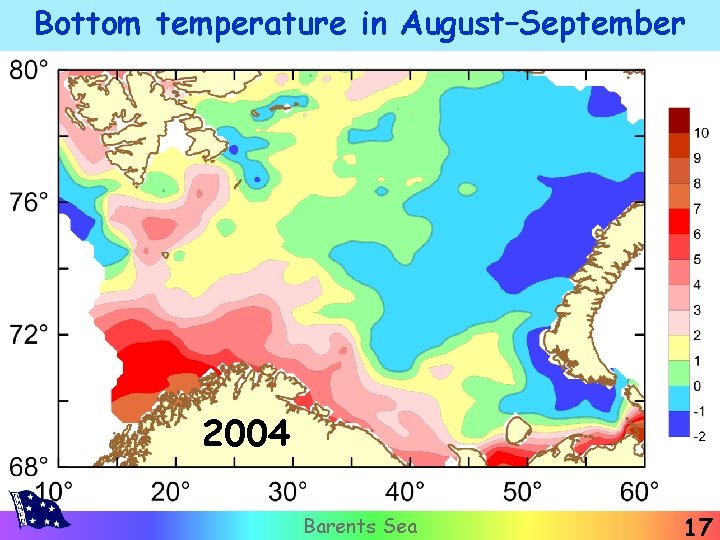 Bottom temperature in August–September 2004 Barents Sea 17 